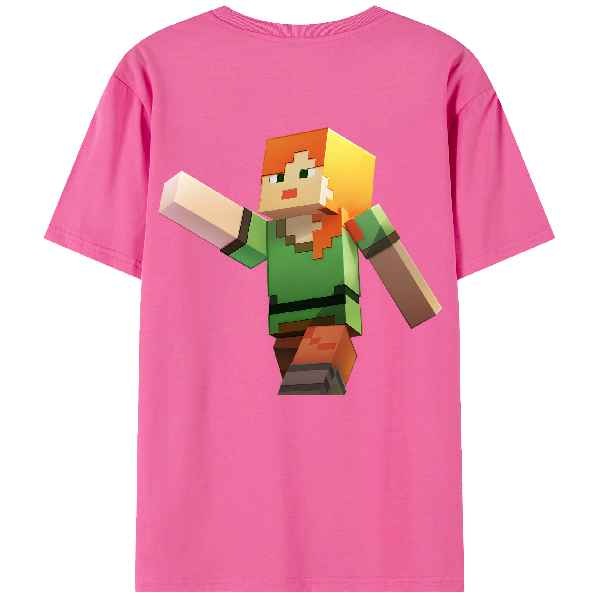 （画像用） マインクラフト ブロックの世界 Minecraft MC Block world レディース半袖Tシャツ(バックプリント)